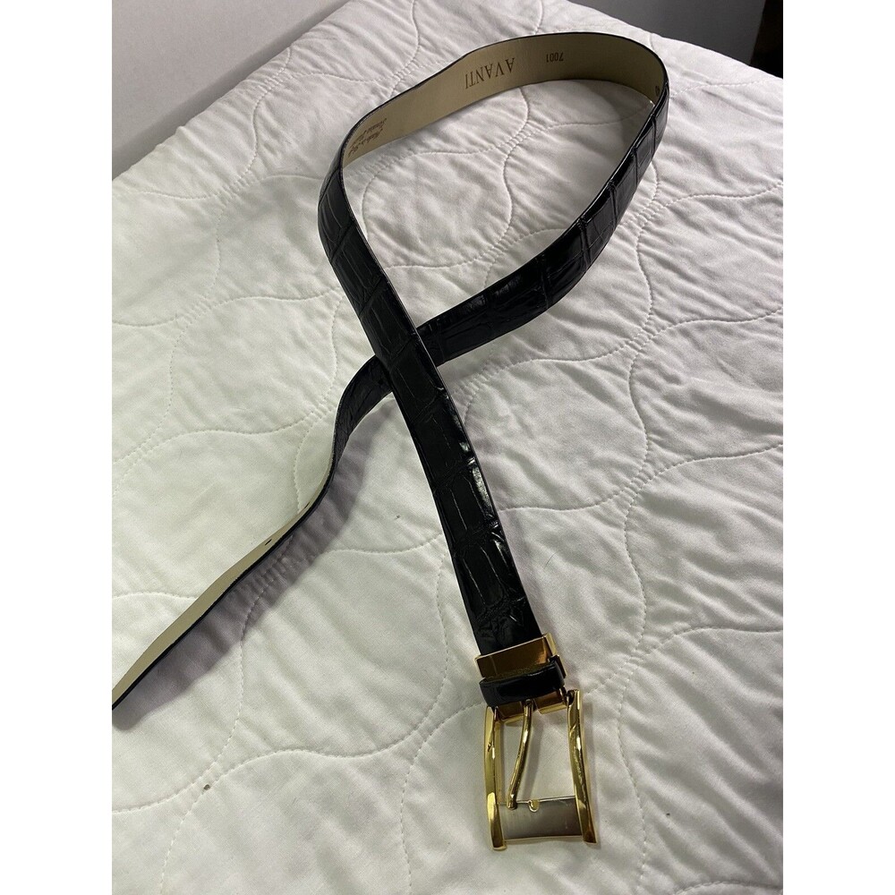 Men’s Belt Size 40 Crocodile Genuine Leather Italy Belt Gold / Silver Tone